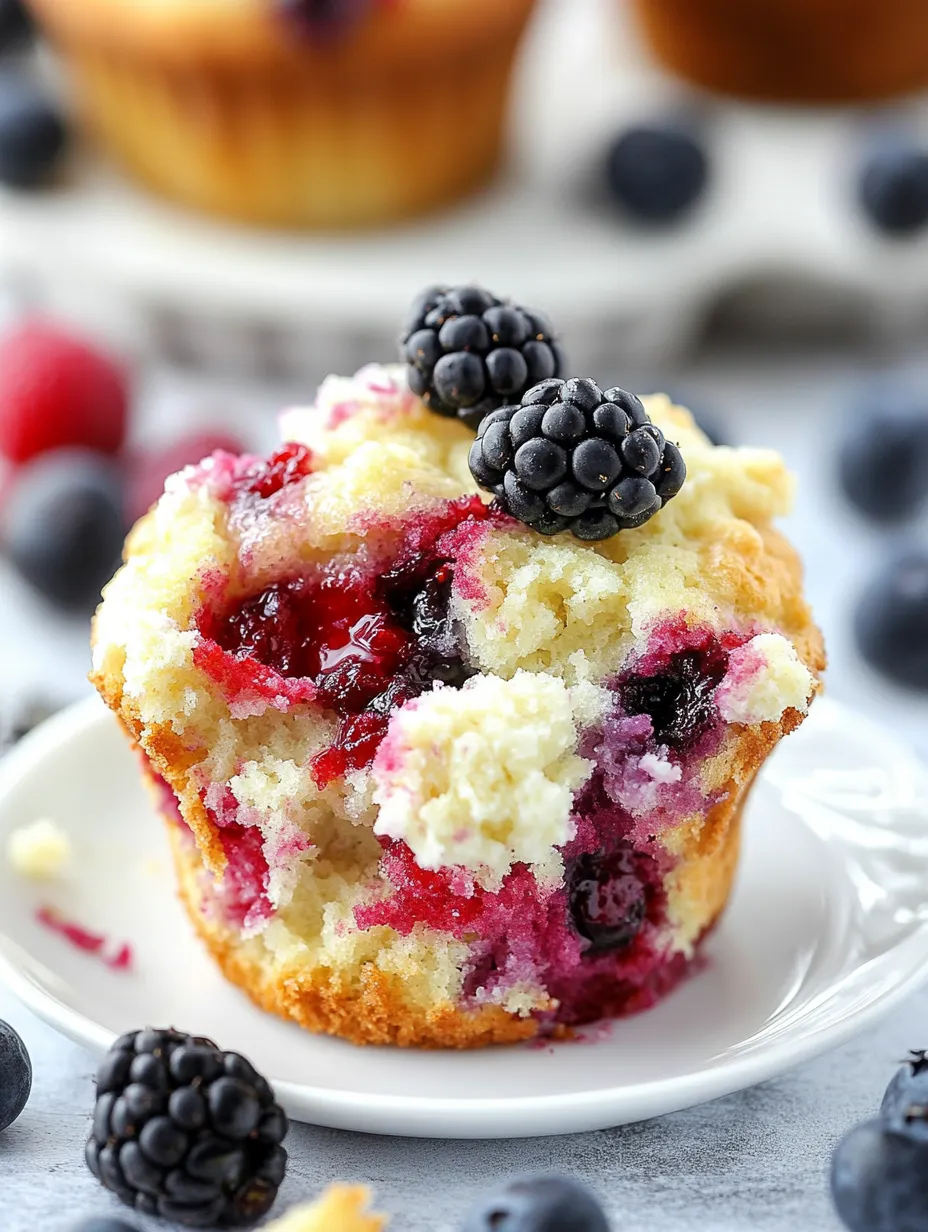 Ein Muffin mit Beeren obendrauf.