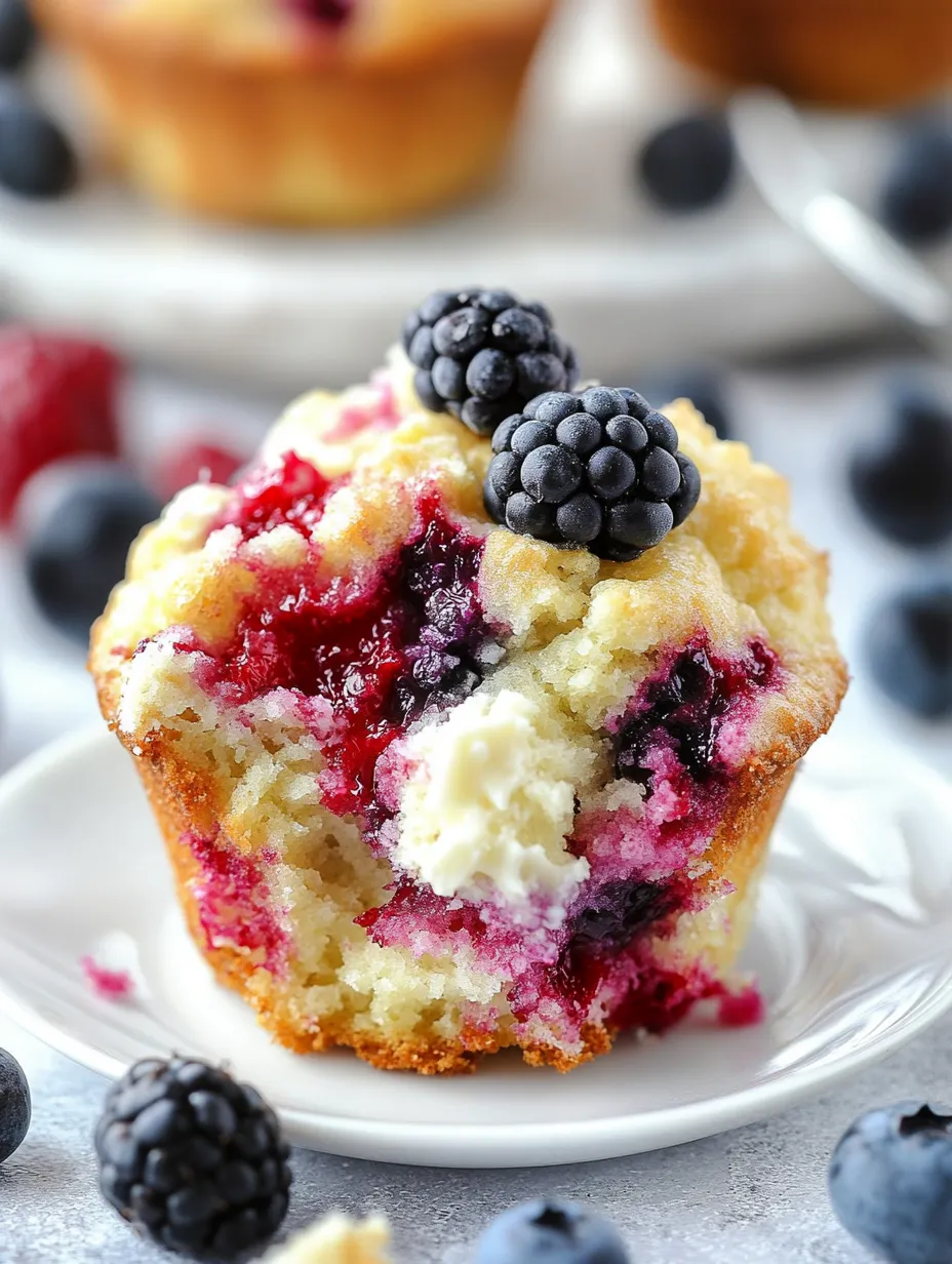 Ein Muffin mit Beeren obendrauf.