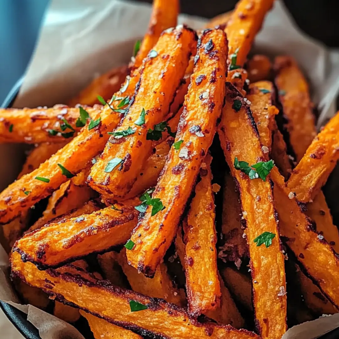 Eine Schüssel Pommes mit Petersilie.
