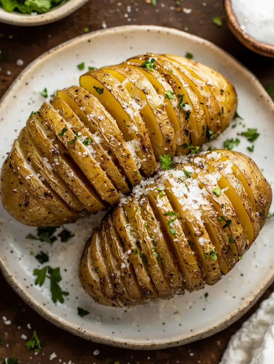 Zwei Kartoffeln mit Salz bestreut.