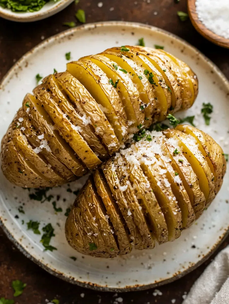 Zwei Kartoffeln mit Salz bestreut.