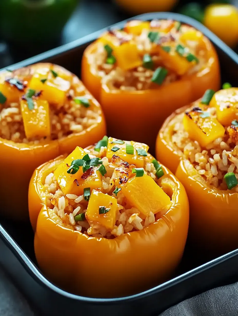 Eine Pfanne mit Paprika und Reis.