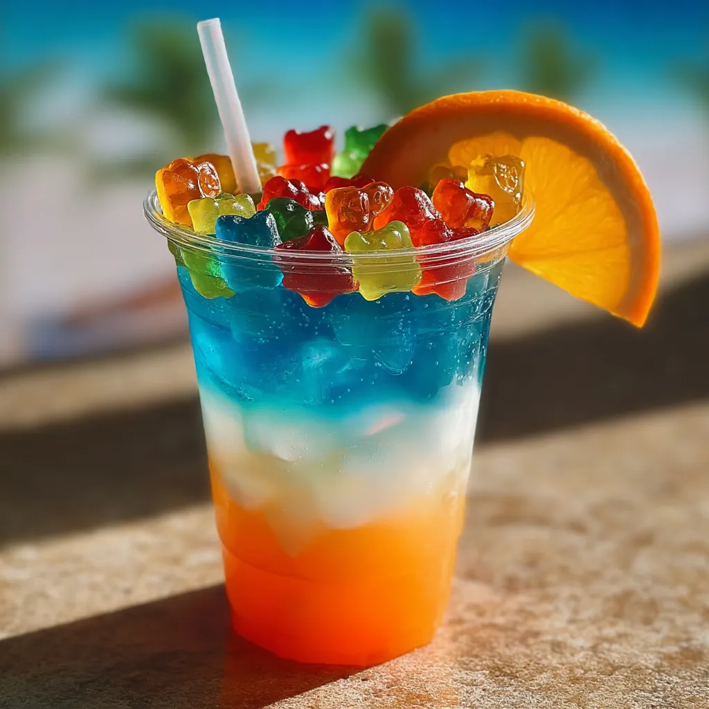 Ein Glas Fruchtsaft mit einer Orangenscheibe als Deko.
