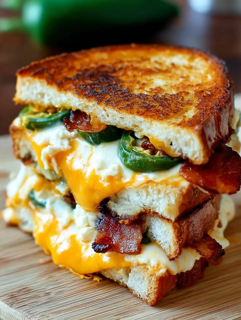 Sandwich mit Bacon und Jalapeños.