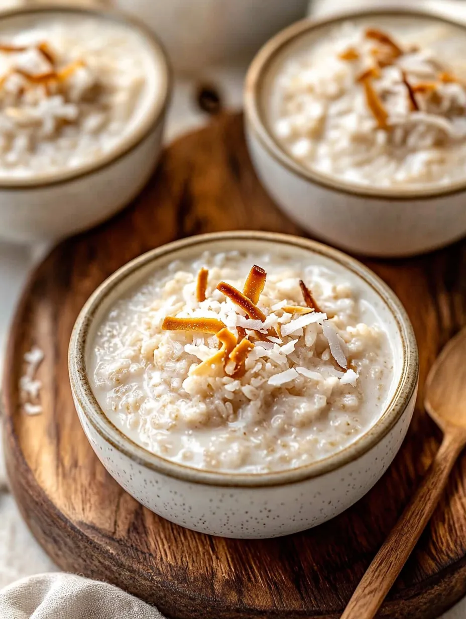 Eine Schale Milchreis mit Kokos obendrauf.