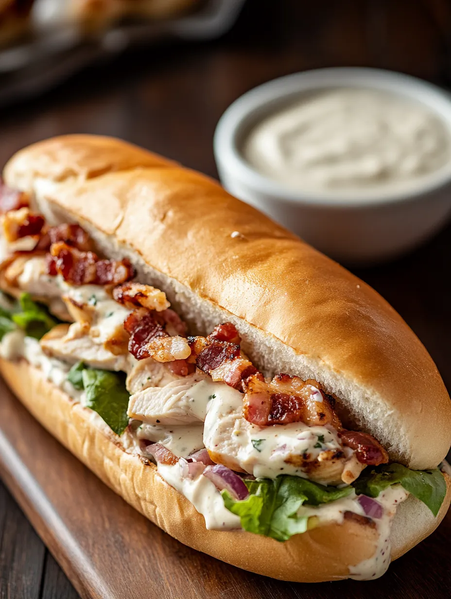 Ein Sandwich mit Bacon und Salat.