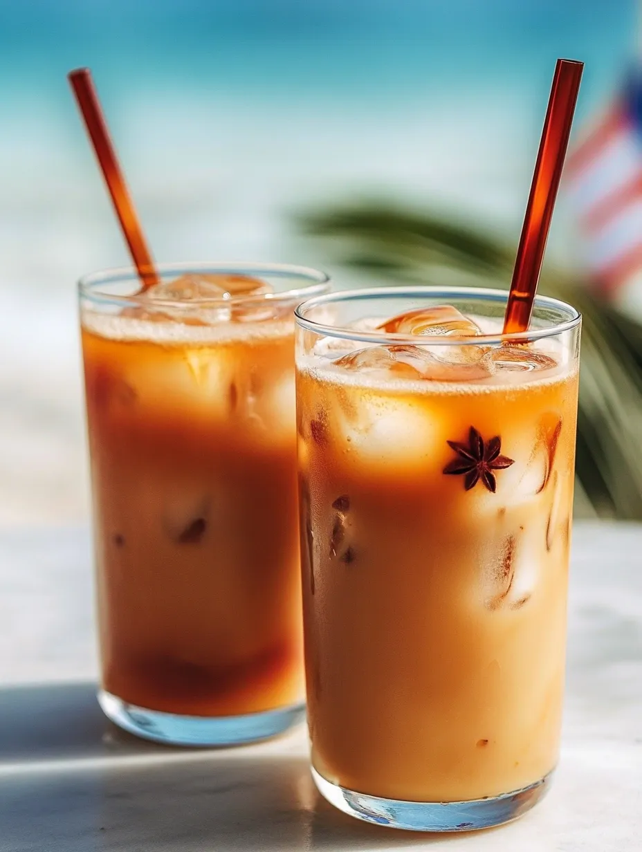 Zwei Gläser Eiskaffee mit einem Stern am Rand.