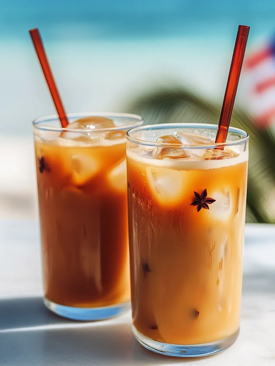 Zwei Gläser Eiskaffee mit einem Stern oben drauf.