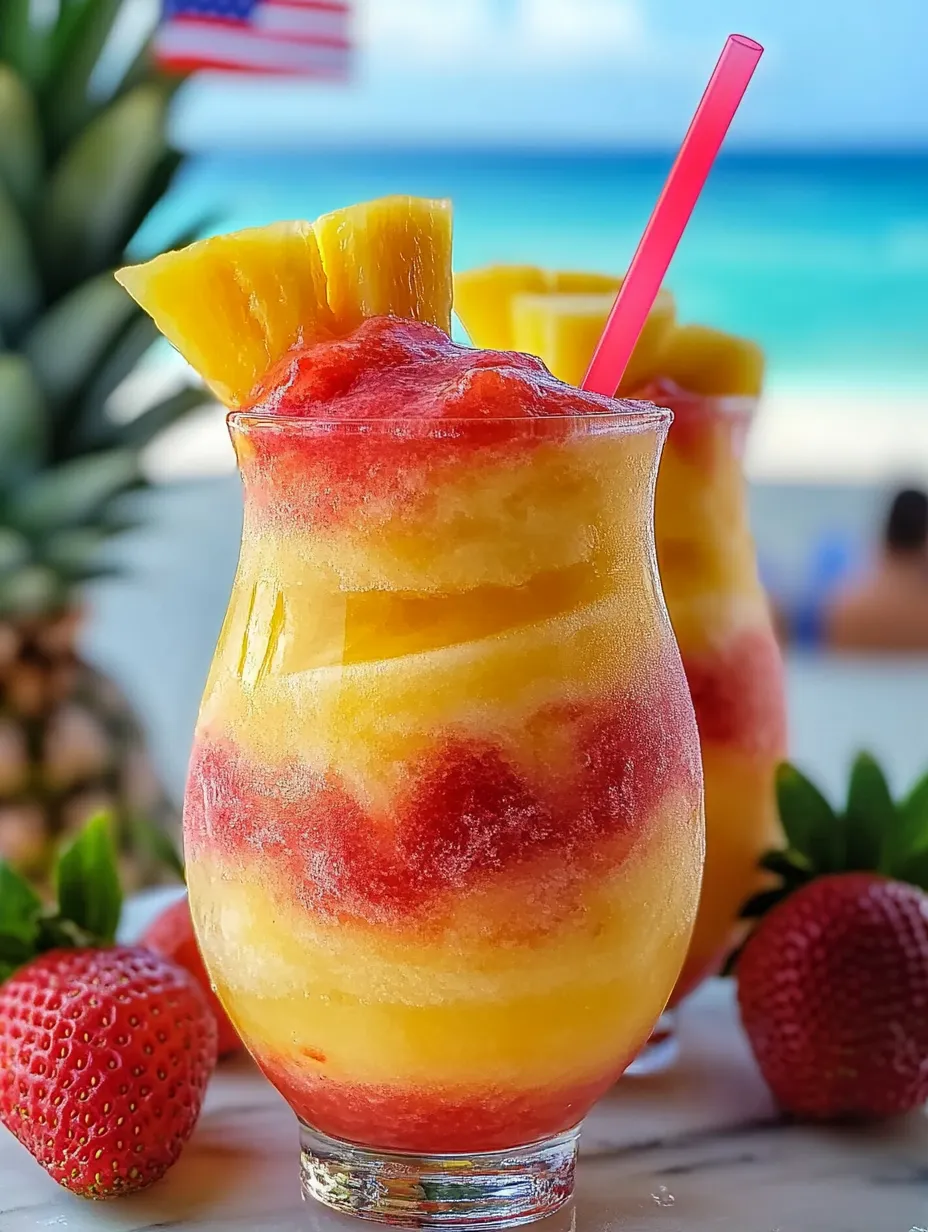 Ein Glas Ananassaft mit Erdbeeren.