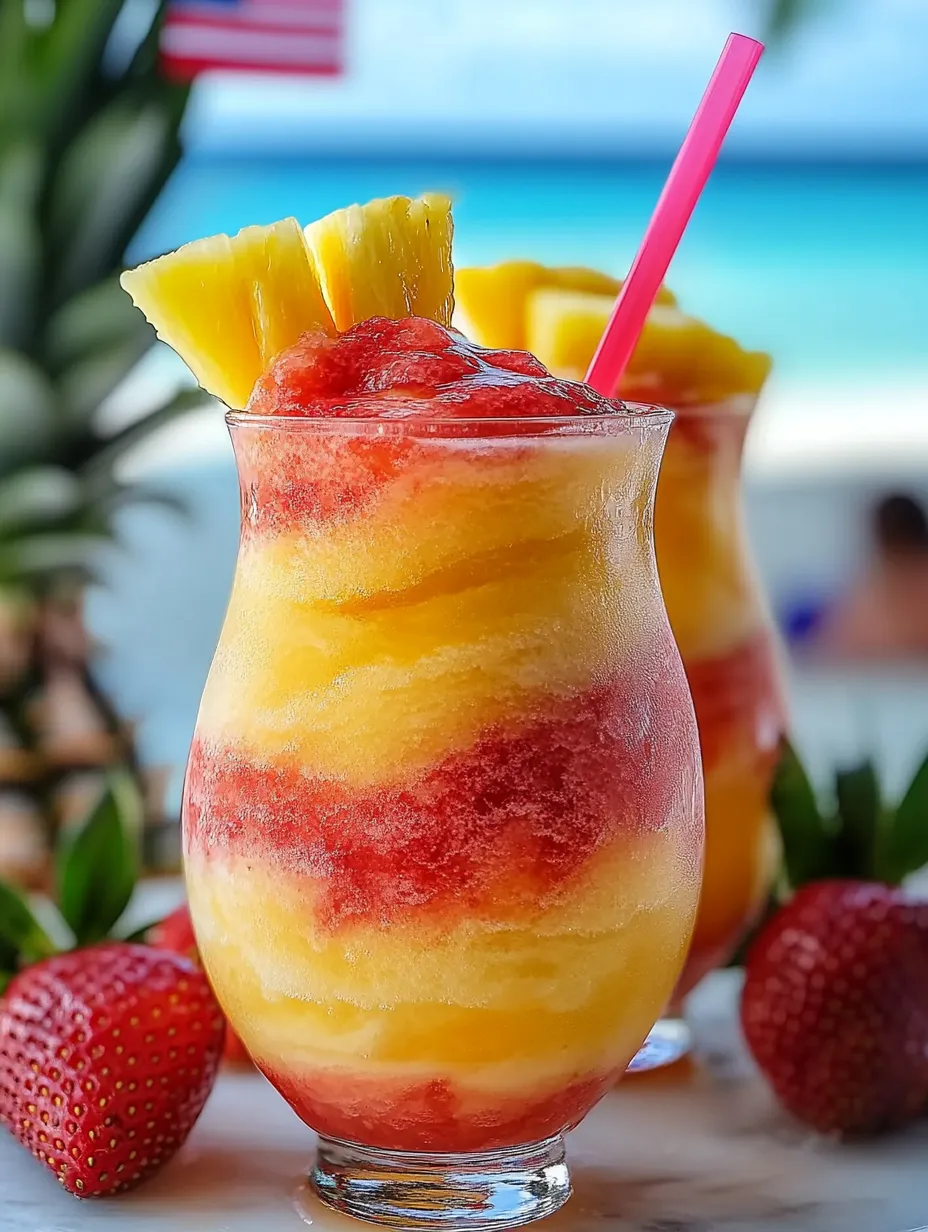 Ein Glas Ananassaft, dekoriert mit Erdbeere.