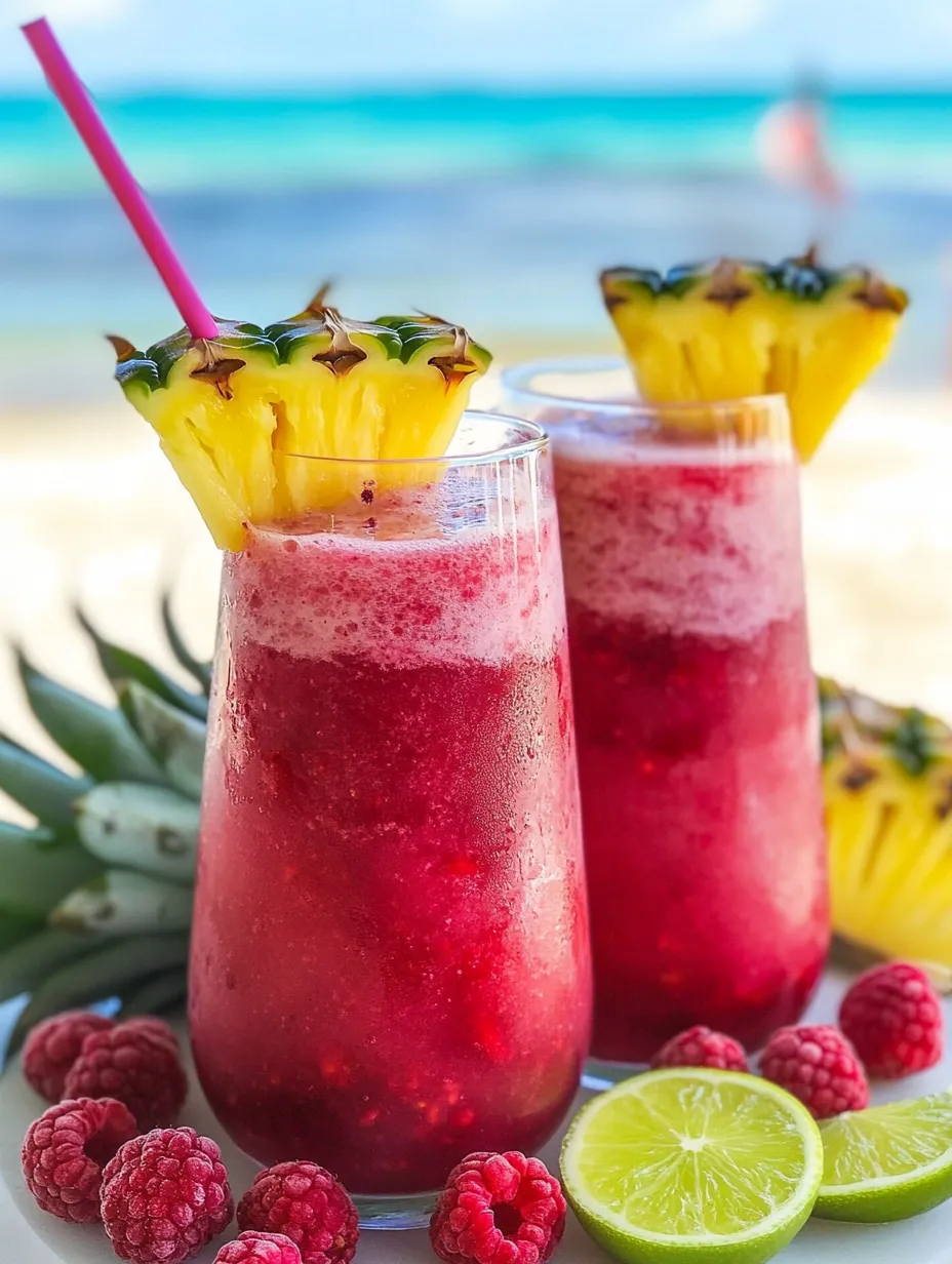 Zwei rosa Drinks mit Ananasdeko.