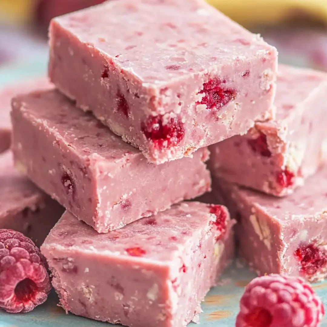 Ein Stapel aus rosa-rotem Kuchen mit Beeren oben drauf.
