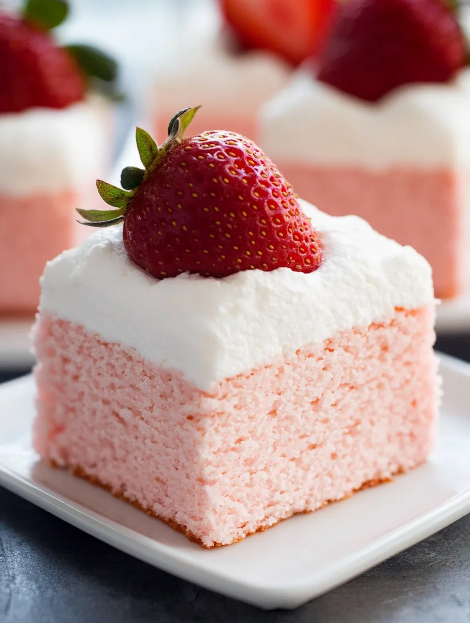 Ein Stück Torte mit Erdbeere obendrauf.
