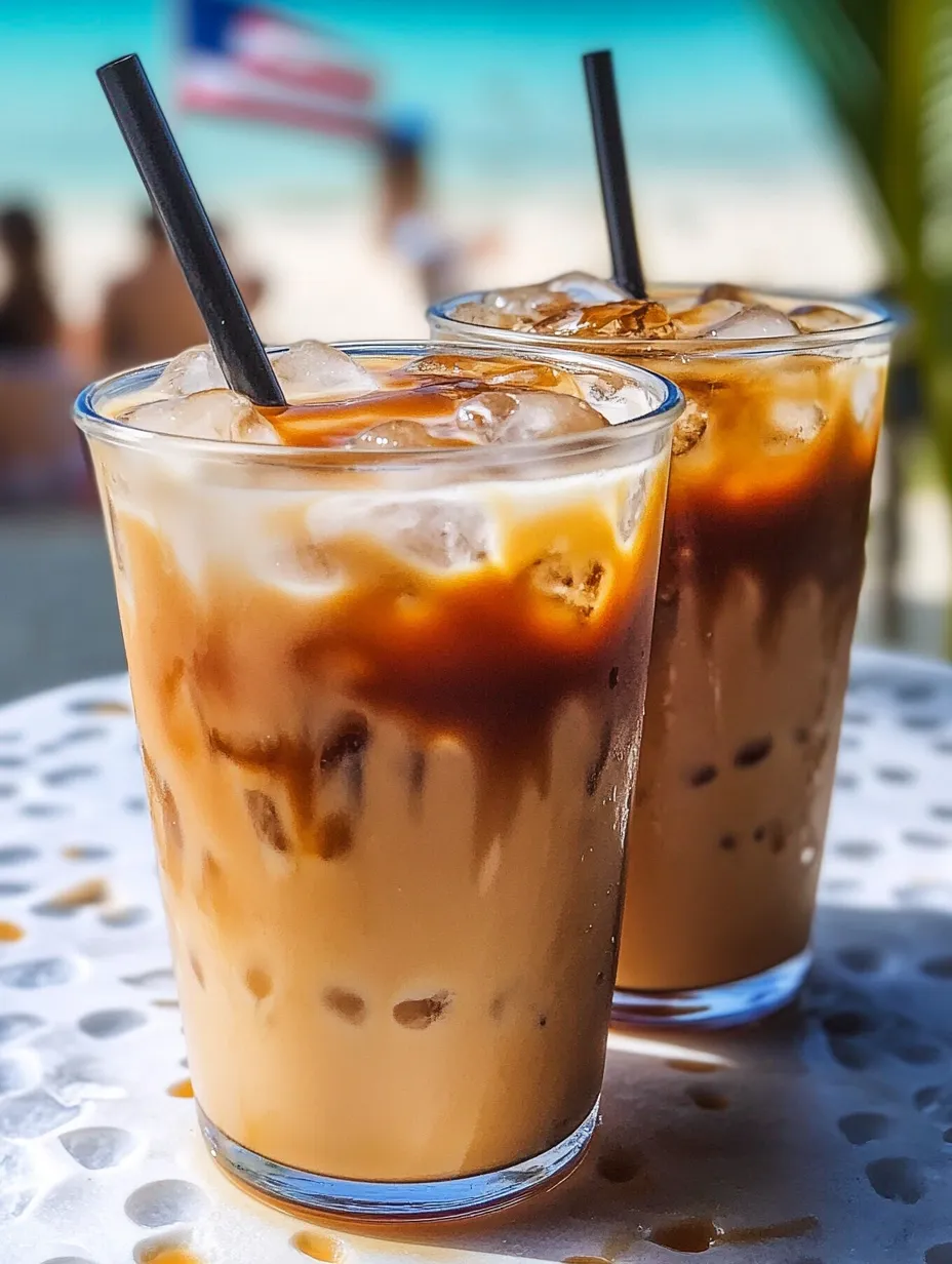 Zwei Gläser Eiskaffee auf dem Tisch.