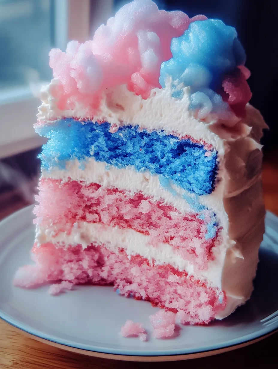 Stück Kuchen mit roter, weißer und blauer Creme.