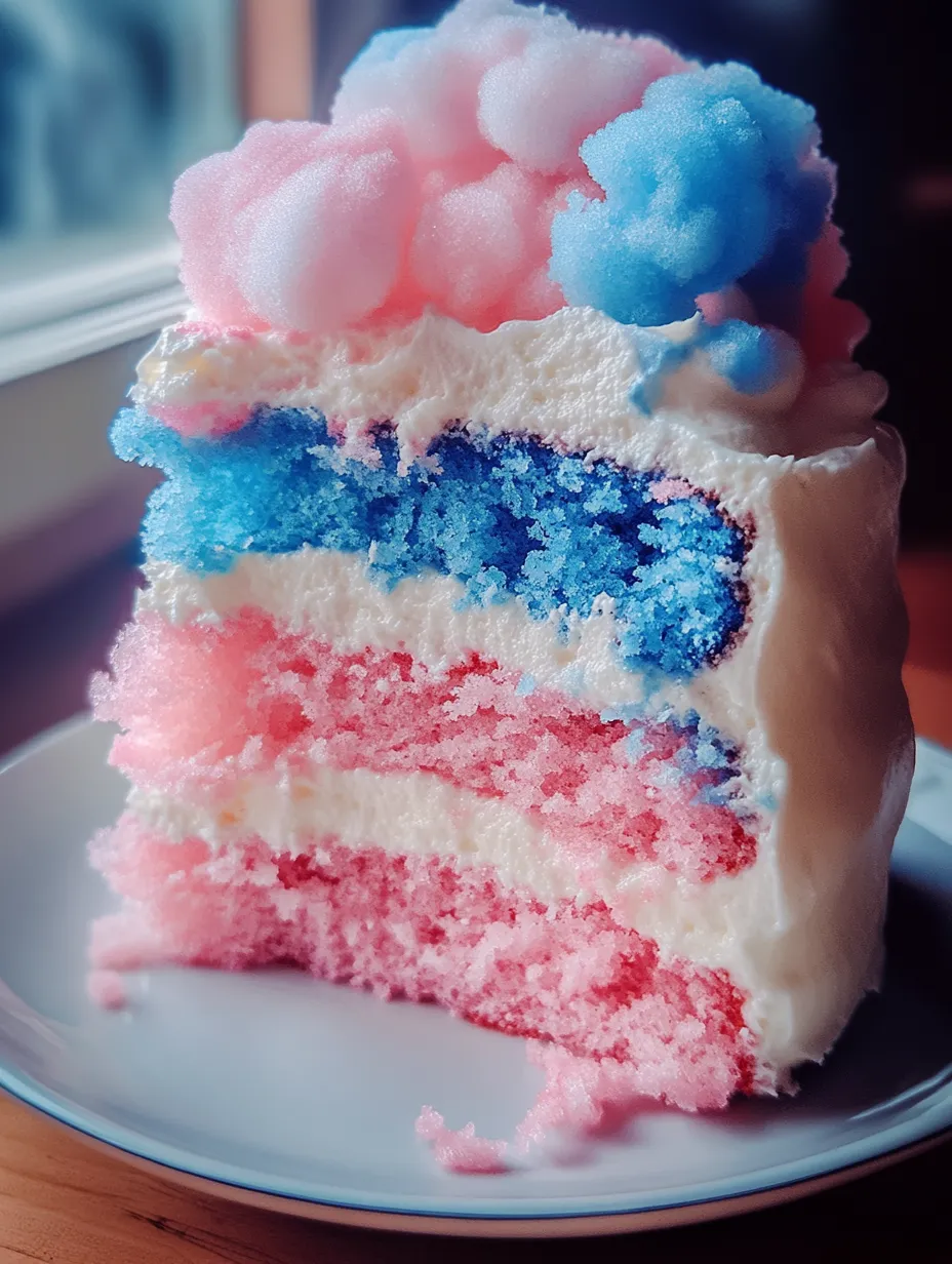Stück Kuchen mit roter, weißer und blauer Creme.