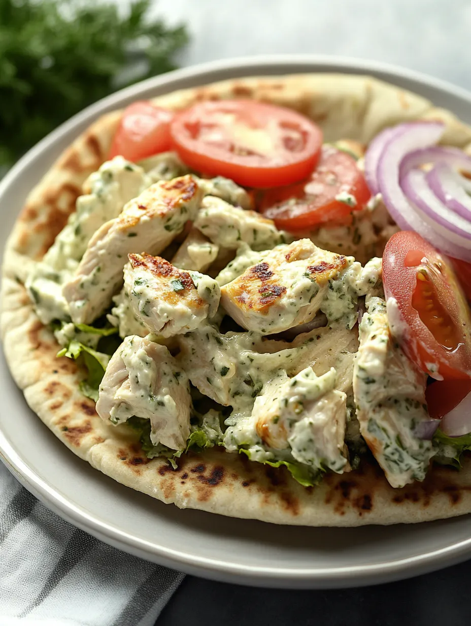 Ein Teller mit Hähnchen, Tomaten, Zwiebeln und Salat.