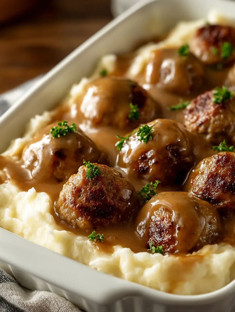 Ein Teller mit Fleischbällchen in Sauce.