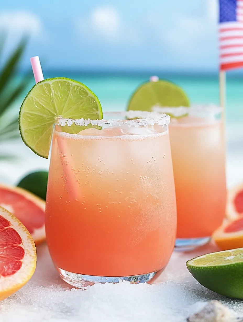 Zwei Gläser rosa Drink mit Limetten.