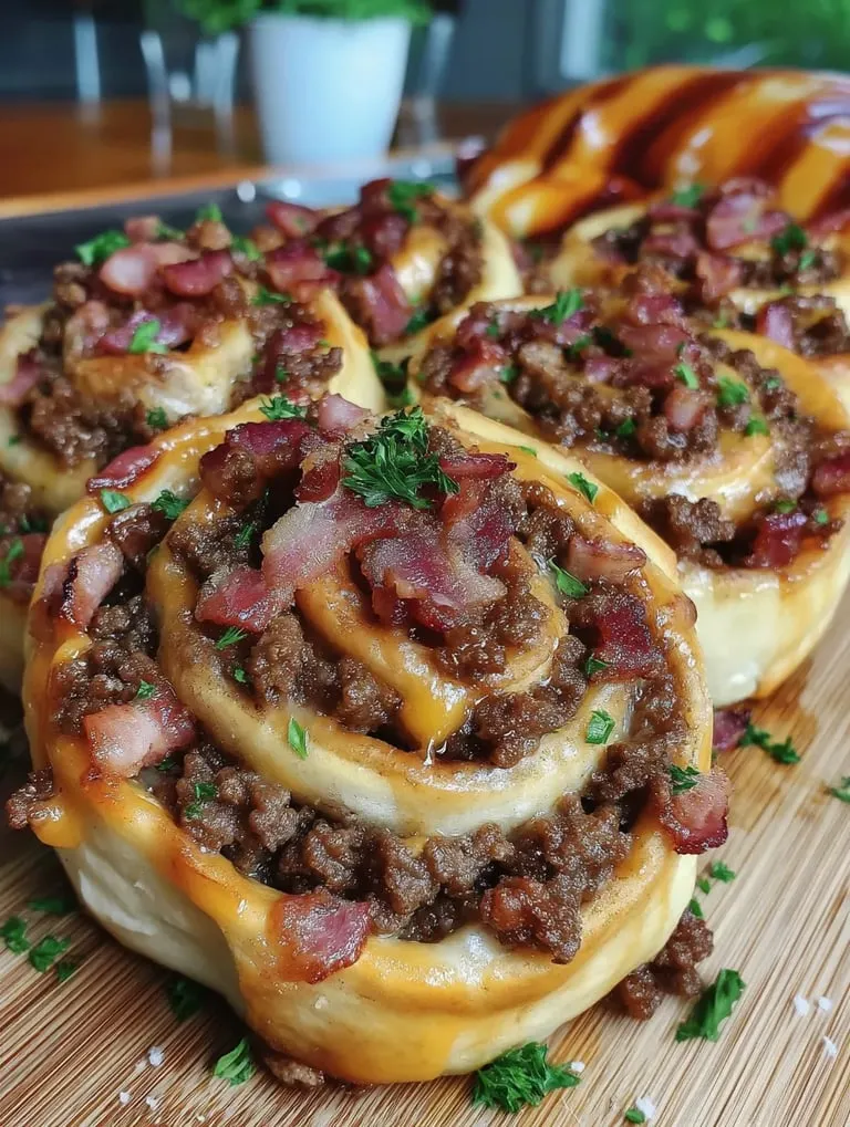 Ein Teller mit Bacon und Käse.