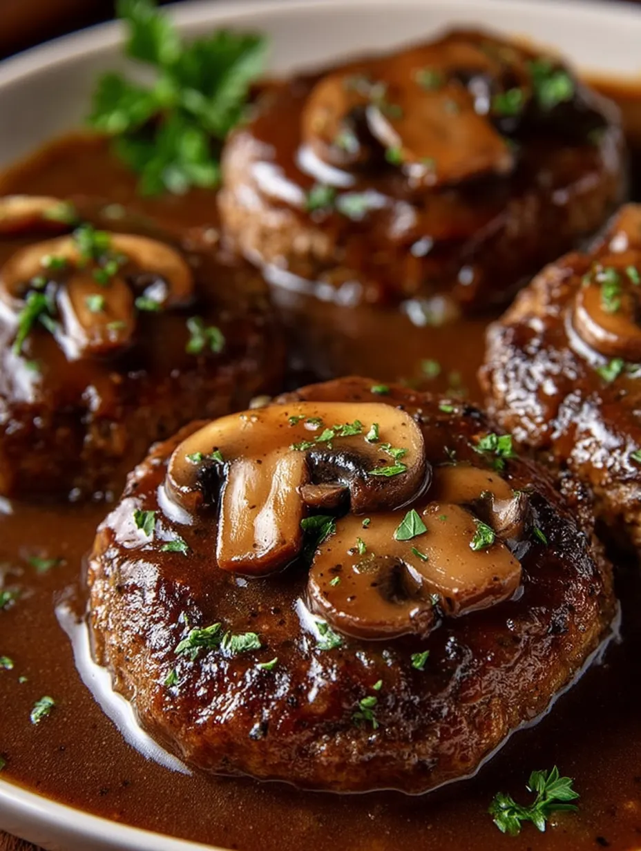 Pilze auf Fleisch oben drauf.