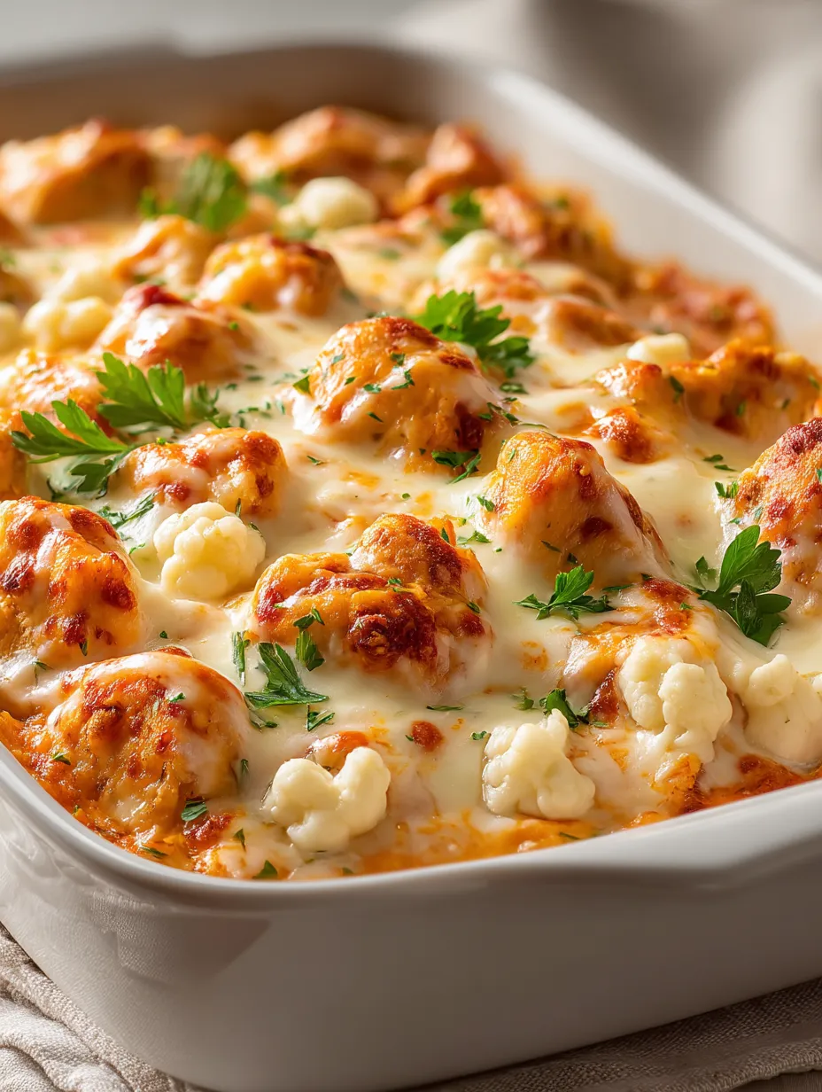 Ein Gericht mit Blumenkohl und Käse.