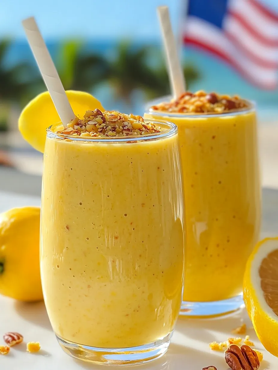 Zwei Gläser Orangensaft mit Zitronenscheiben.