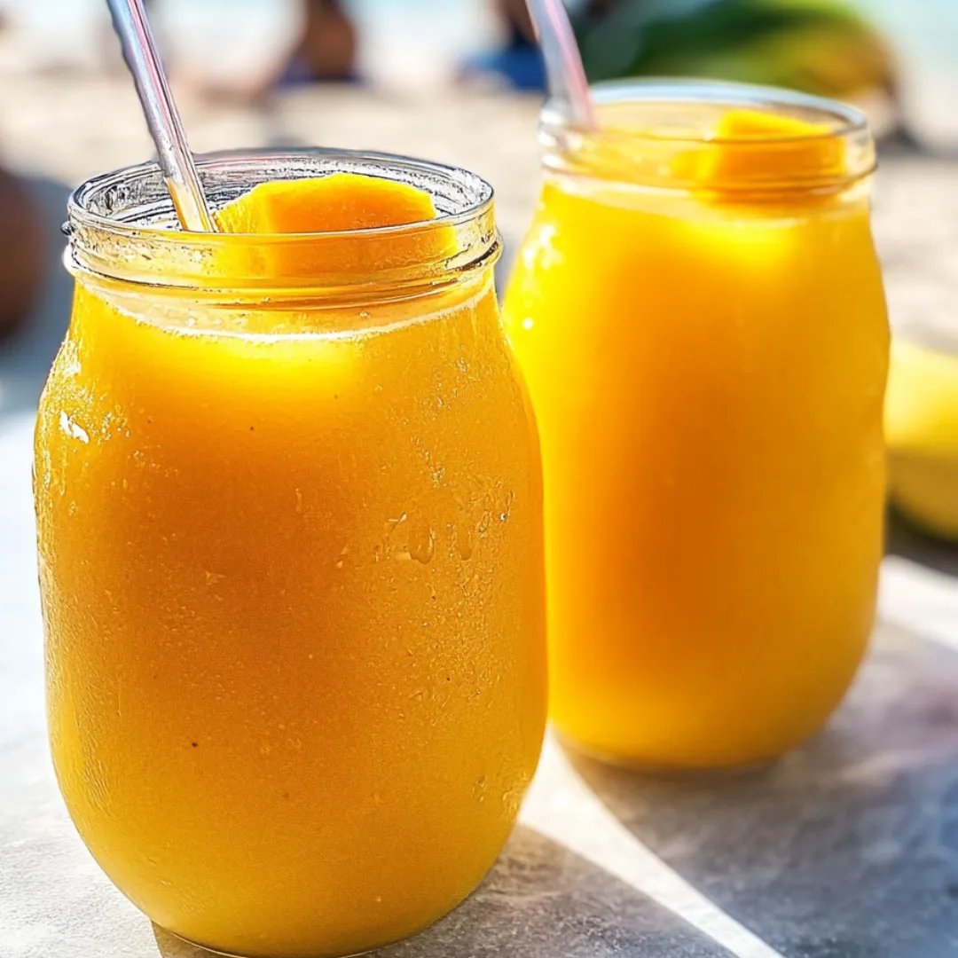 Zwei Gläser Orangensaft auf einem Tisch.