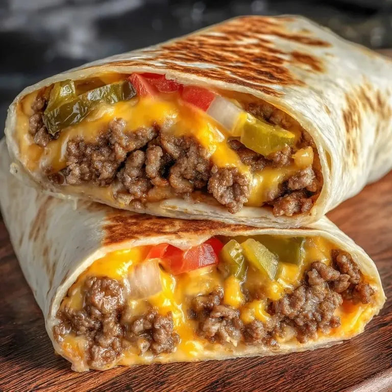 Burrito mit Fleisch und Käse.