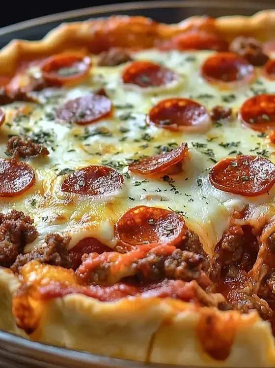 Eine Pizza mit Salami und Käse.