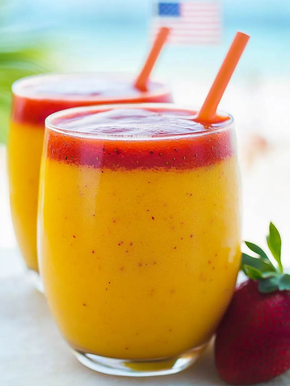 Zwei Gläser Orangensaft mit Strohhalm darin.