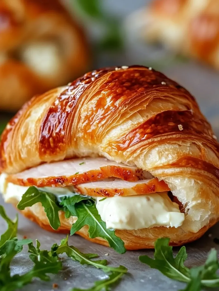 Ein Croissant-Sandwich mit Wurst und Käse.