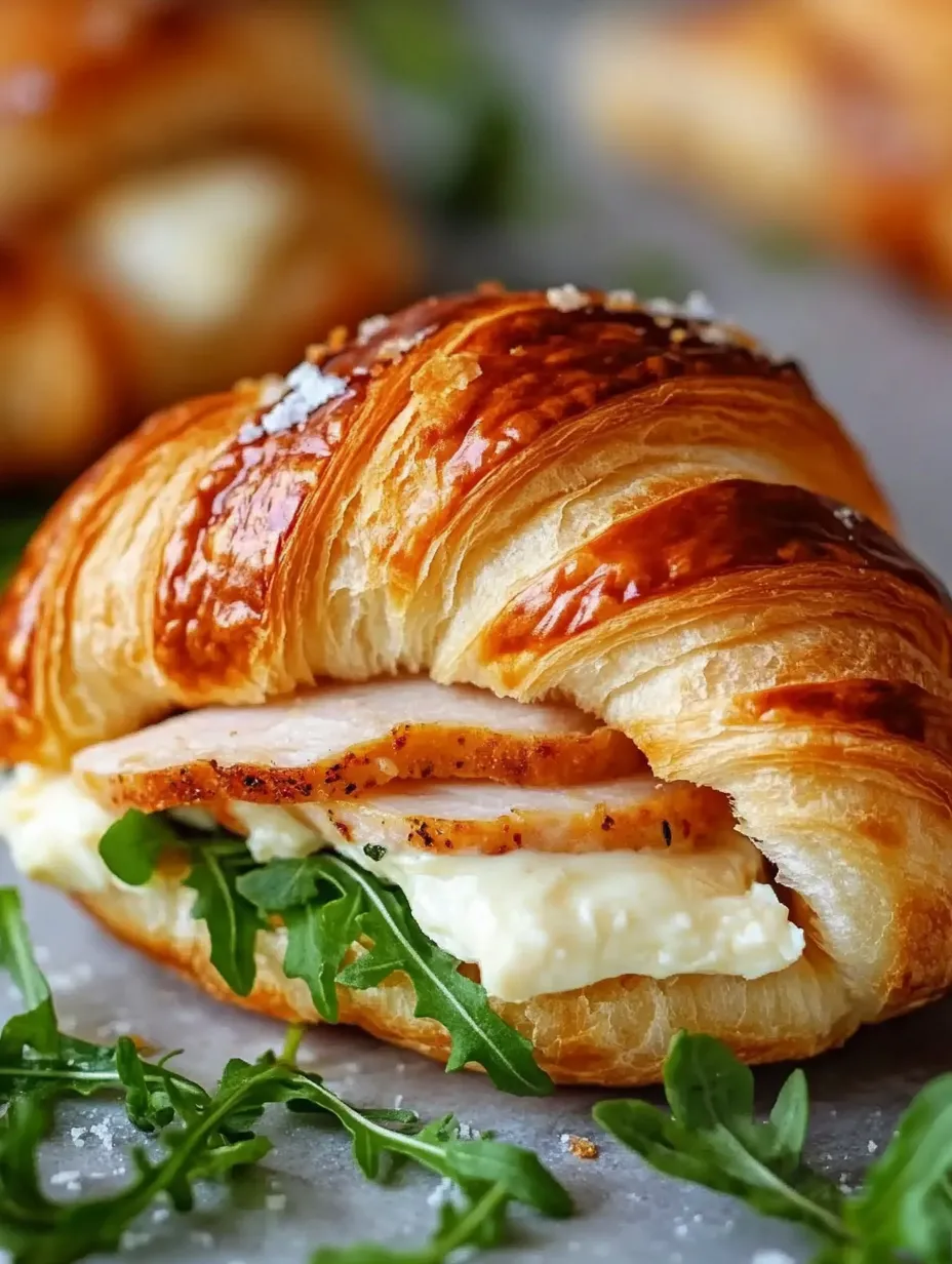 Ein Croissant-Sandwich mit Wurst und Käse.
