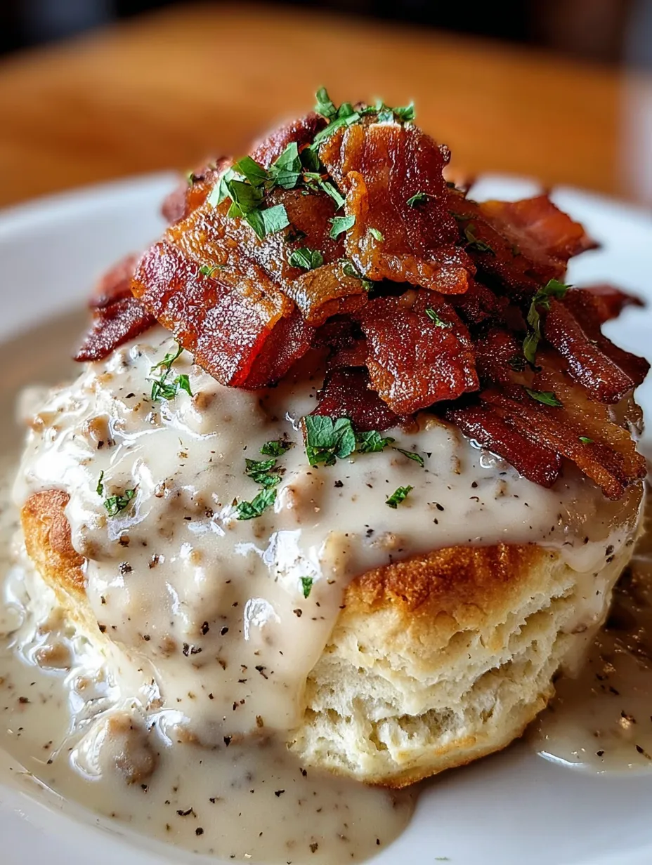 Bacon und Käse auf Biskuit.