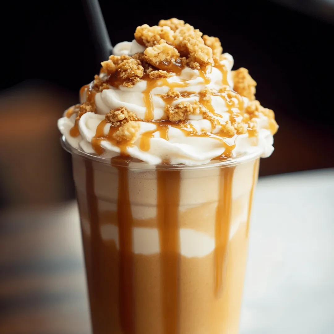 Ein Glas mit Karamellsauce und Sahne obendrauf.