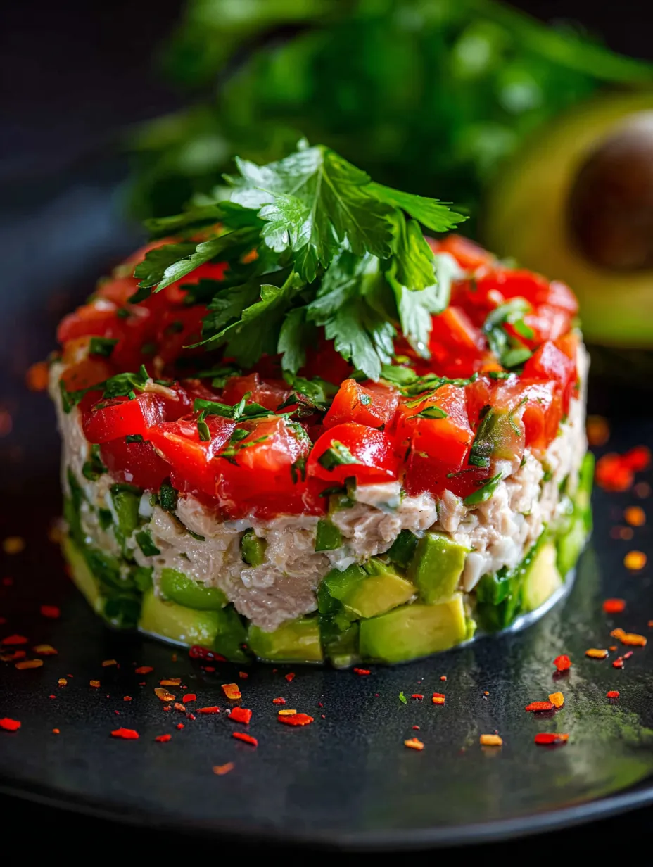 Ein Teller Essen mit einem Salat on top.
