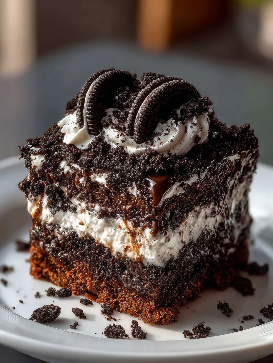 Ein Stück Oreo Dump Cake.