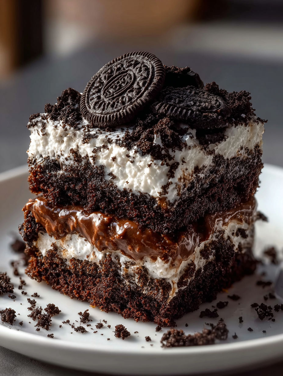 Ein Stück Oreo Dump Cake.