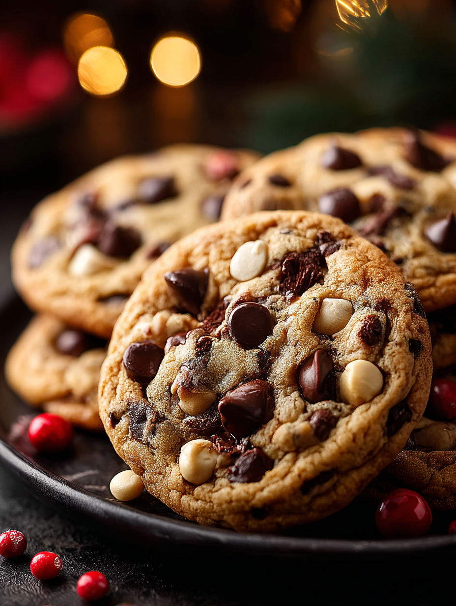 Ein Teller mit Schokocookies.