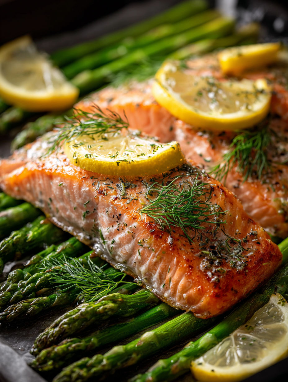 Ein Lachsgericht mit Zitrone und Dill.