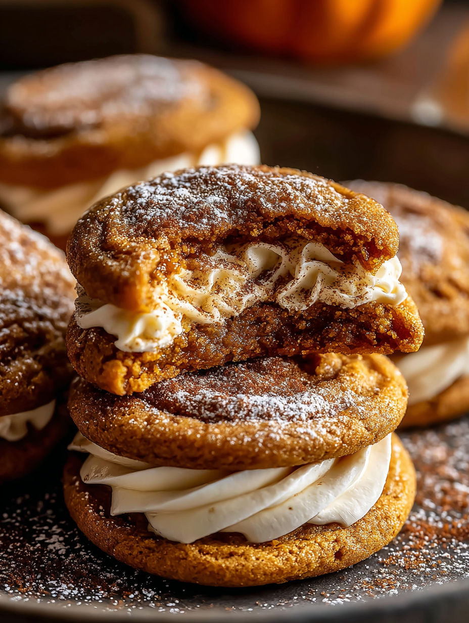 Kürbiskuchen-Kekse mit weißer Glasur.