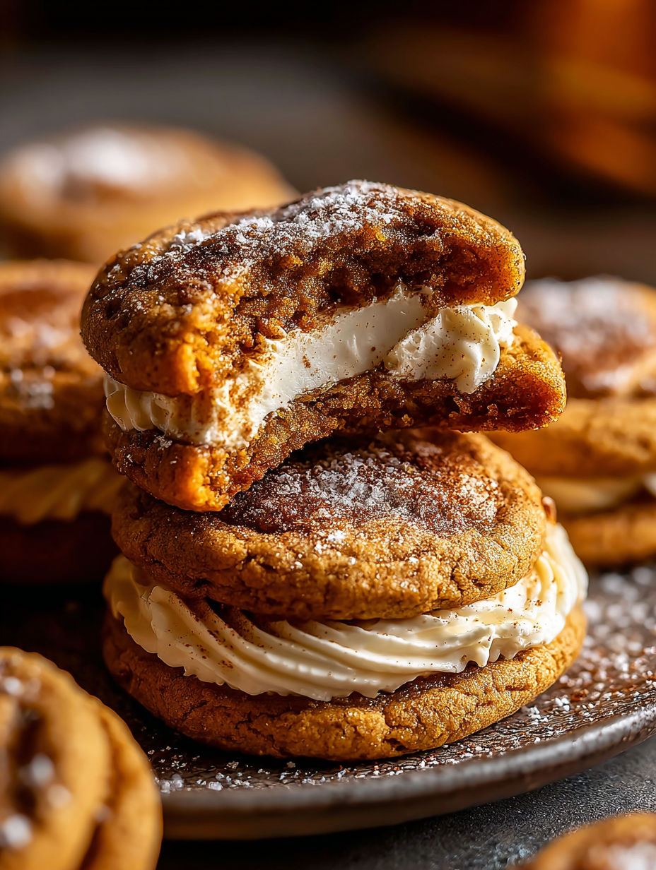 Kürbiskuchen-Kekse auf einem Teller.