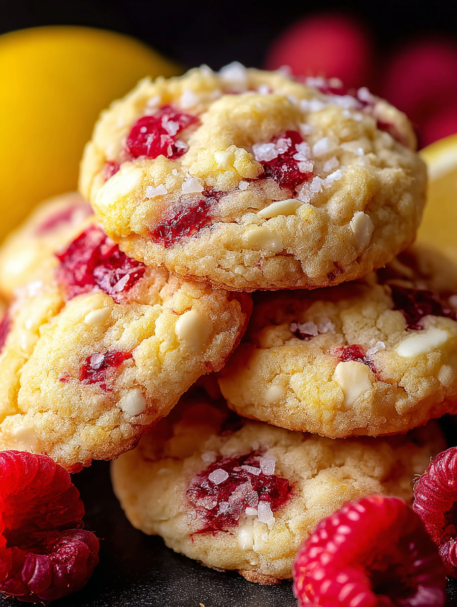Ein Stapel Kekse mit Zitronen-Himbeer-Geschmack.