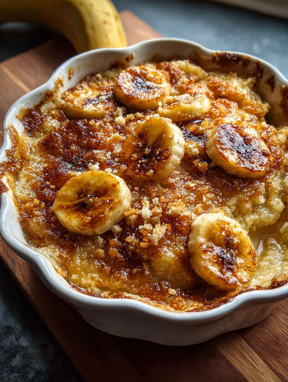 Ein Schälchen Bananenauflauf.