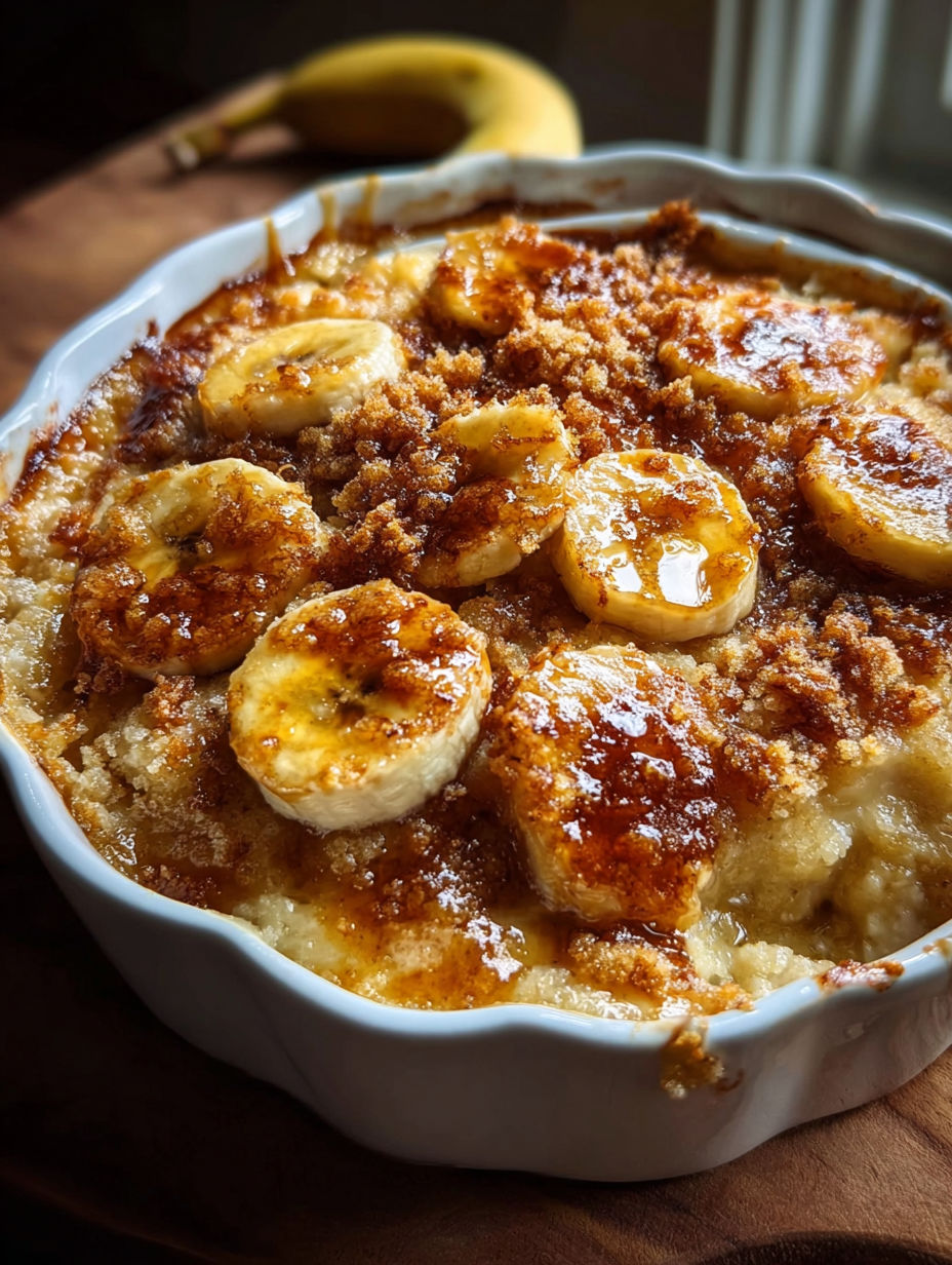 Ein Schälchen Bananenauflauf.