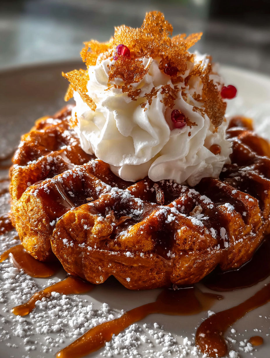 Lockere Lebkuchenwaffeln mit Sahne.