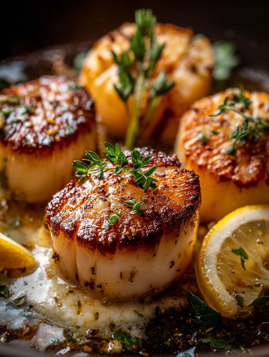 Jakobsmuscheln mit Butter-Zitronen-Soße.