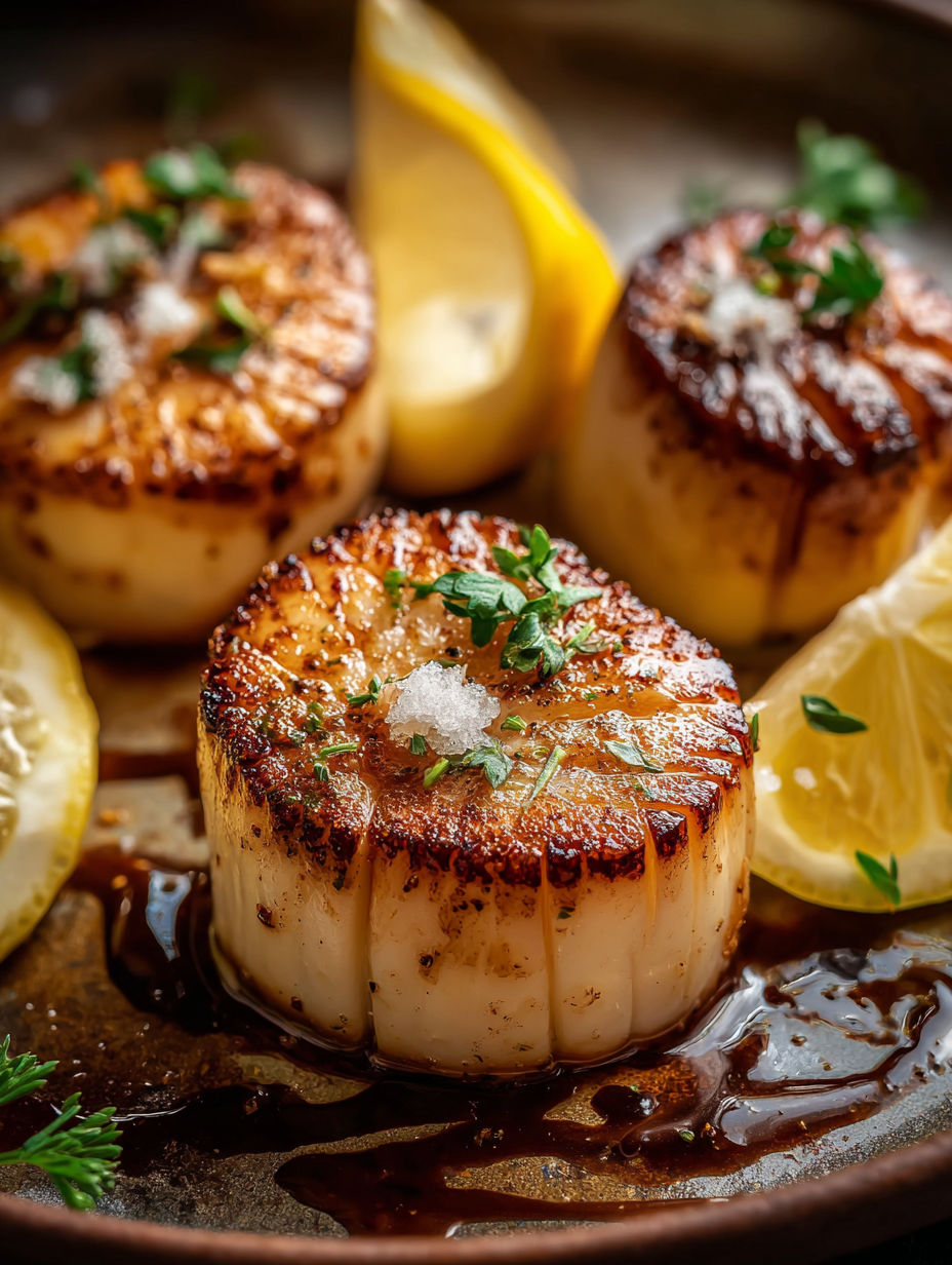 Jakobsmuscheln mit Butter-Zitronen-Soße.