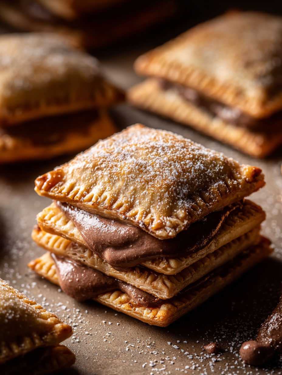 Ein Stapel brauner Zucker Pop Tart Kekse.