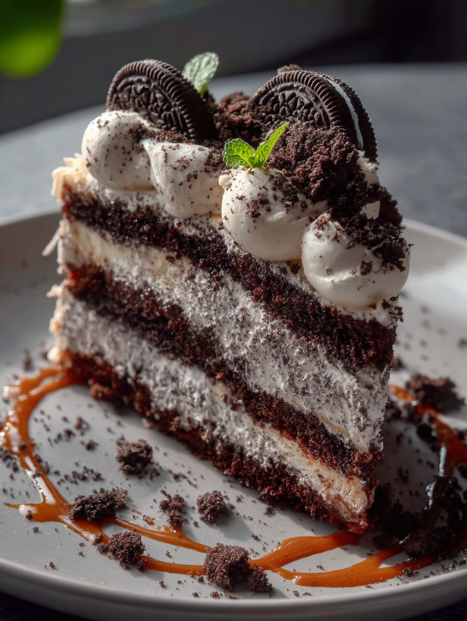Ein Stück Cookies-und-Creme-Kuchen.